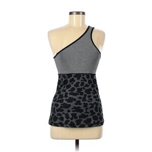 Lululemon One Shoulder Animal Print Striped Tank Women's Gray Black Size 6?